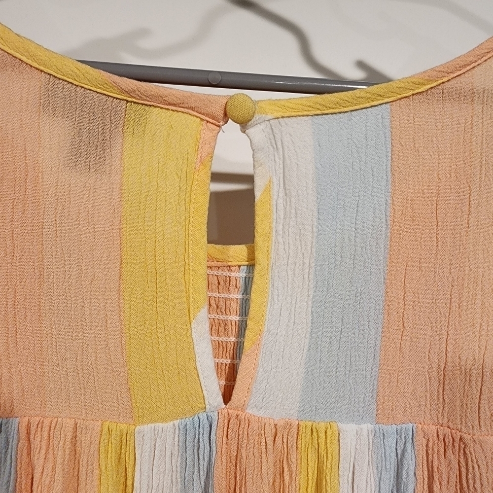 Torrid Multi Pastel Rainbow Striped Gauze Smocked Tank Top Lightweight Breezy 6X - Picture 7 of 13